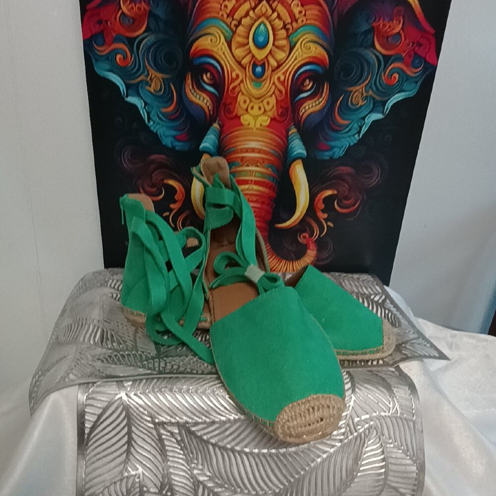 The Shayla Flat Espadrille - Tropical Emerald